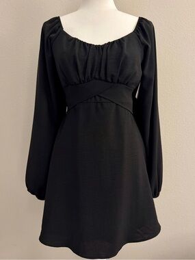 Altar'd State Black Long Sleeve Twist Front Mini Dress | NWT | Size S